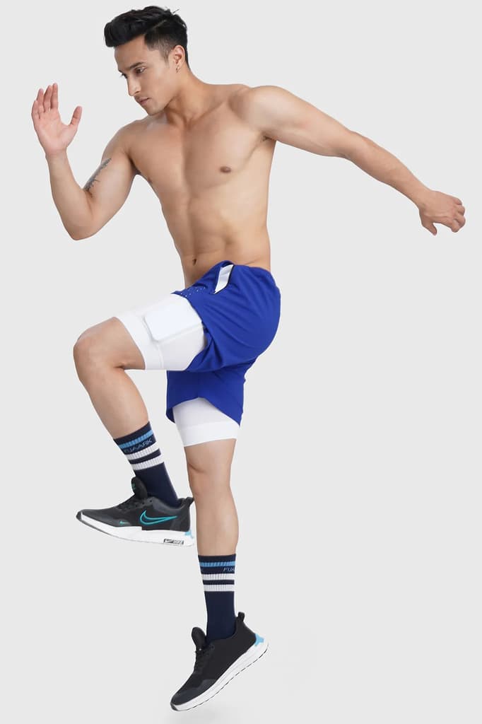 2 in 1 Laser Shorts Blue — S