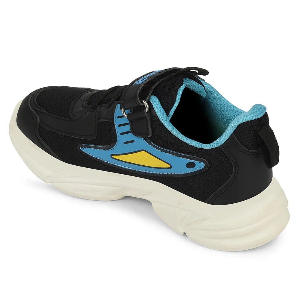 Leap7x Black Sports Non Lacing Walking Shoes For Kids CLOUDY-5V By Liberty — photo 5