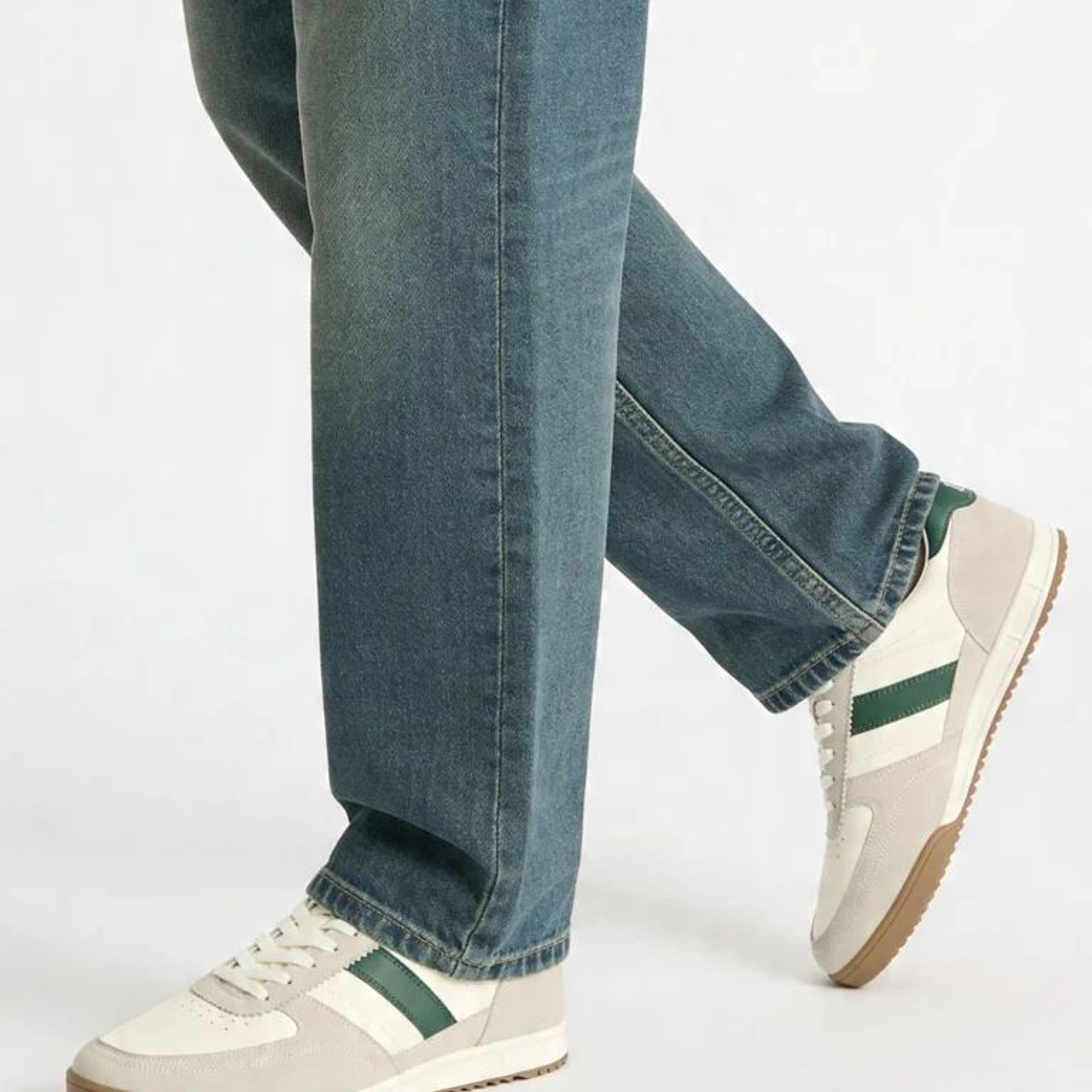 SOLEPLAY White and Grey Stripe-Detailed Lace-Up Sneakers