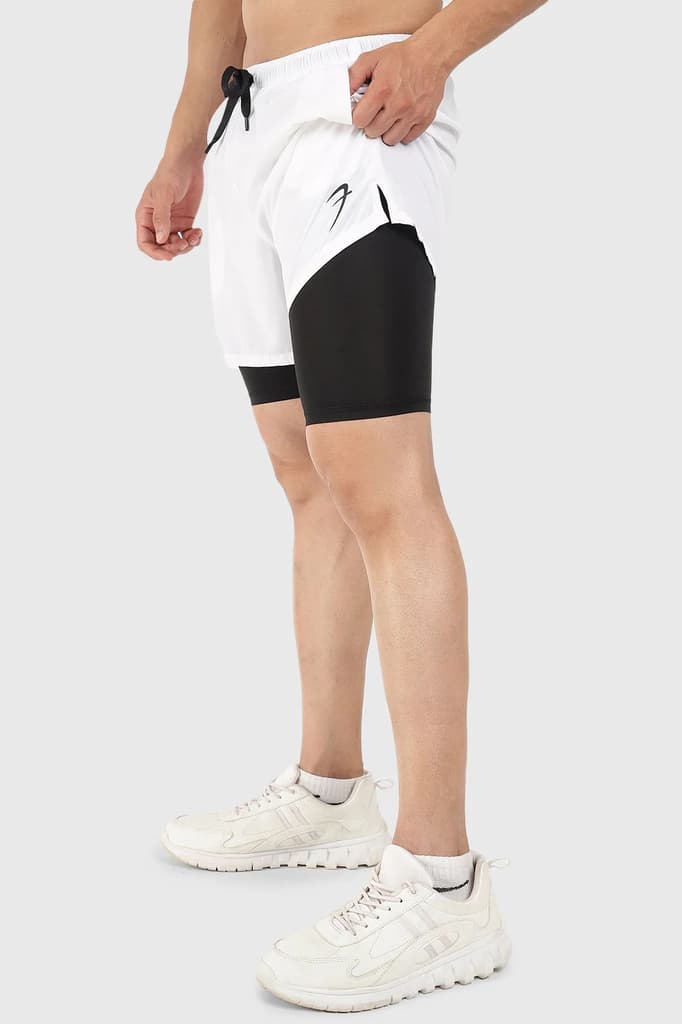 2 in 1 5" Compression Shorts White — photo 4