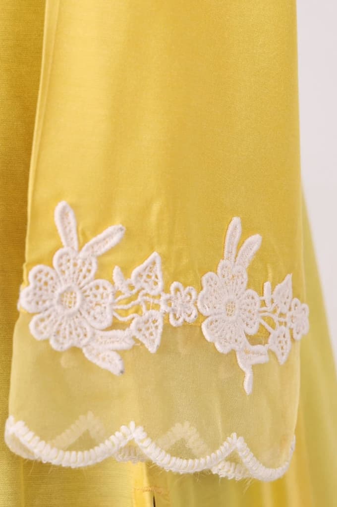 Yellow Applique Lace A-line Kurta — photo 6