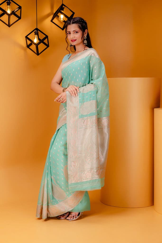 Mimosa Women's Woven Design Banarasi Style Art Silk Saree With Blouse Piece : SA00001779RMFREE — photo 4