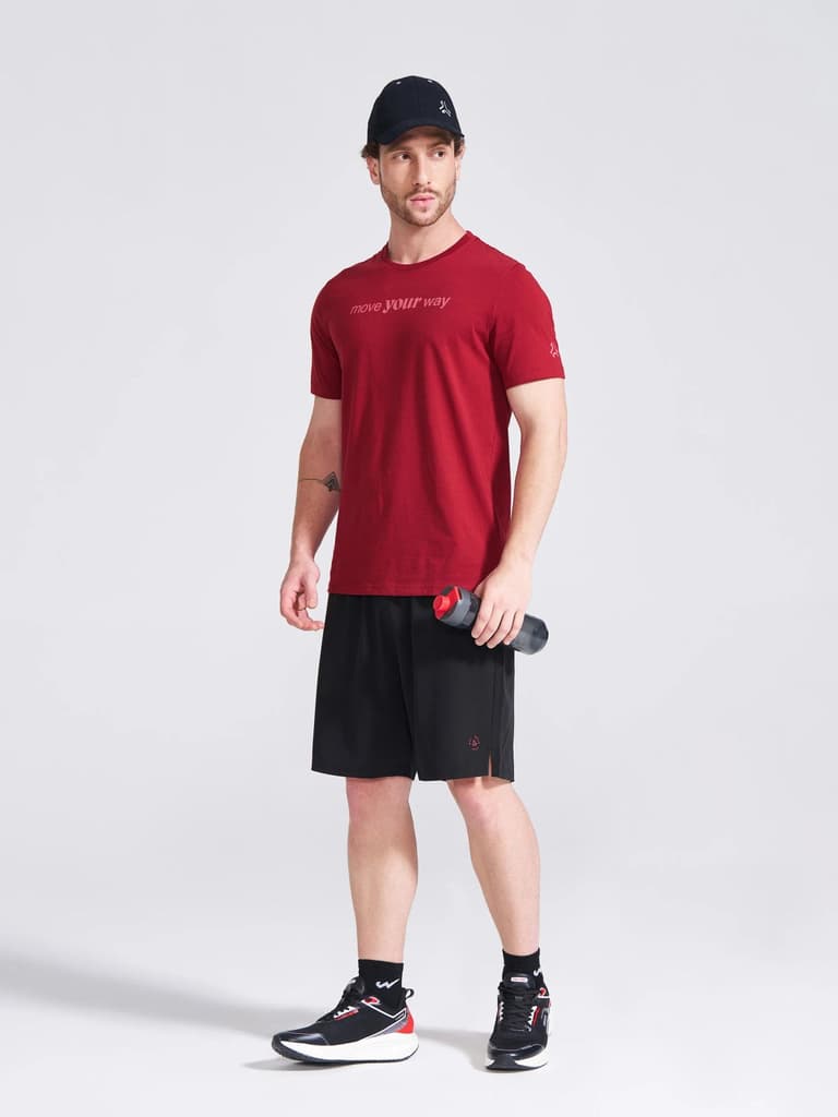 Men's Burgundy Printed Round Neck T-Shirt — photo 4