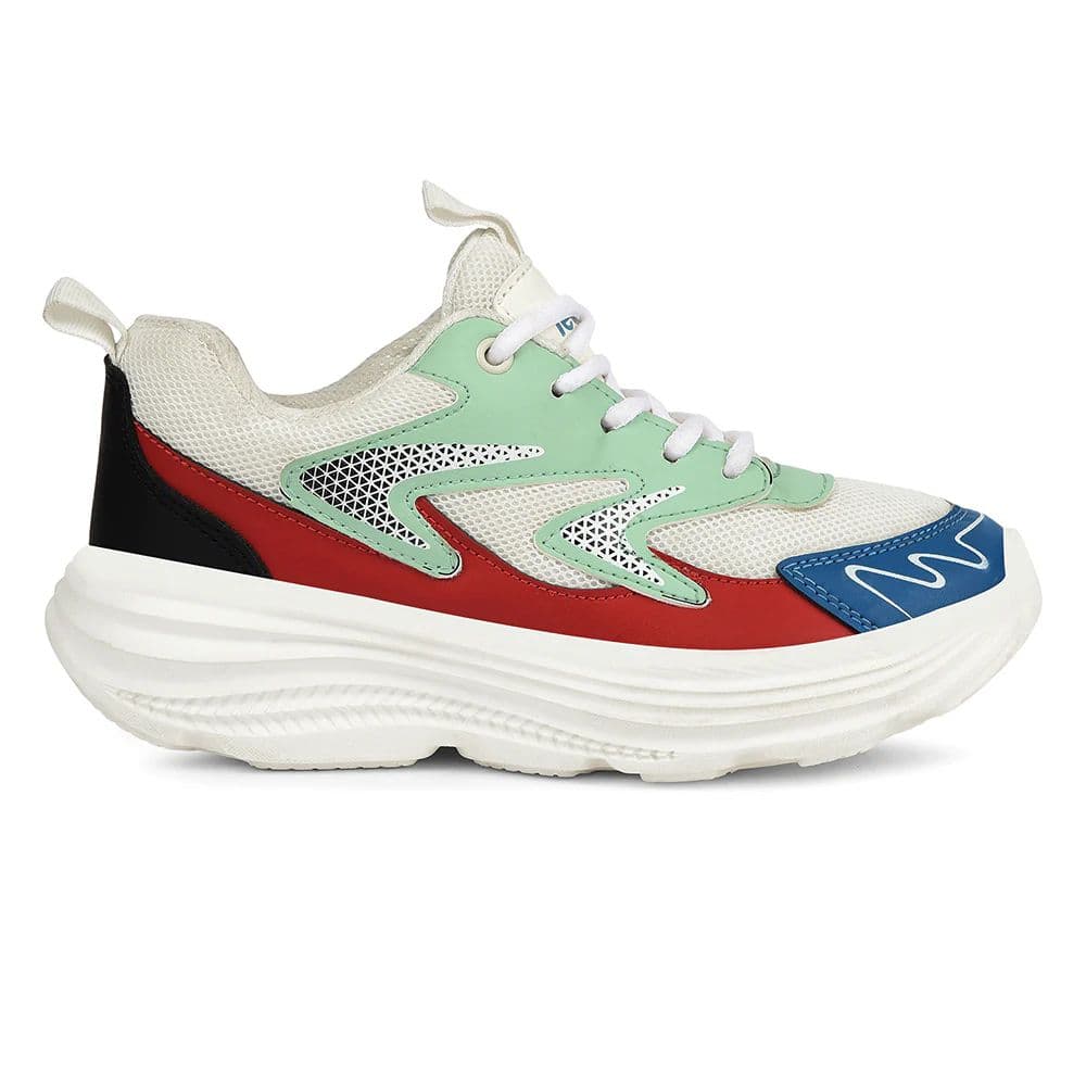 Leap7x White Sports Lacing Running Shoes For Kids VISTA-L By Liberty — photo 2