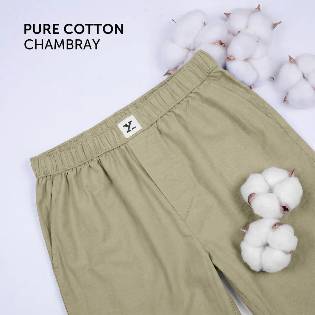 Ultra-Breathable Cotton Chambray Pyjamas - Dusty Olive — photo 3