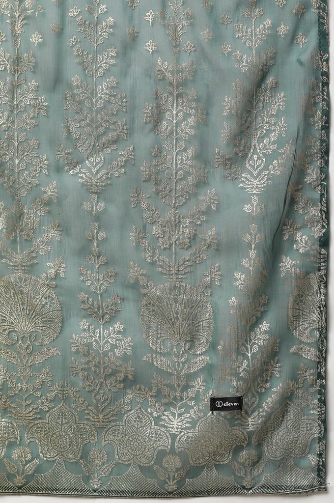 Green Silver Chiffon Printed Dupatta — photo 8