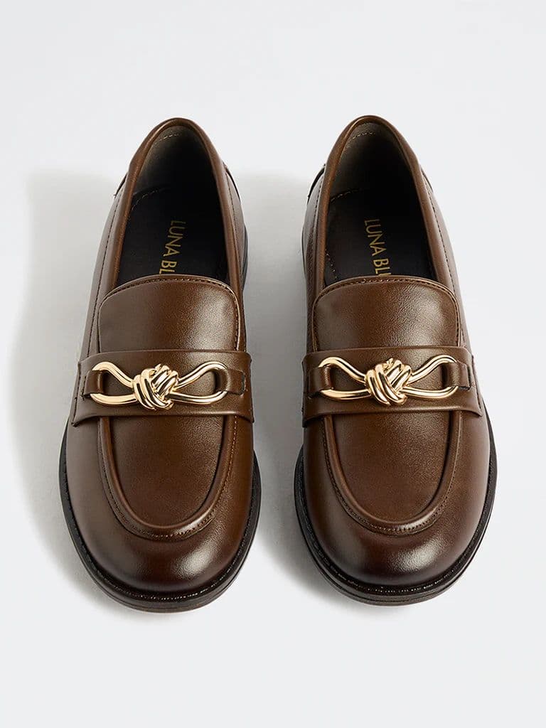 LUNA BLU Brown Metal-Detail Loafers — photo 2
