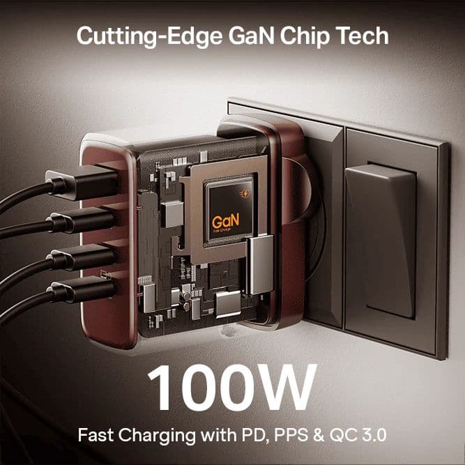 100W GaN Charger | 100W Fast Charger with GaN Chip Technology, 12-Layer Smart IC Protection, Quad-Port Charging — photo 10