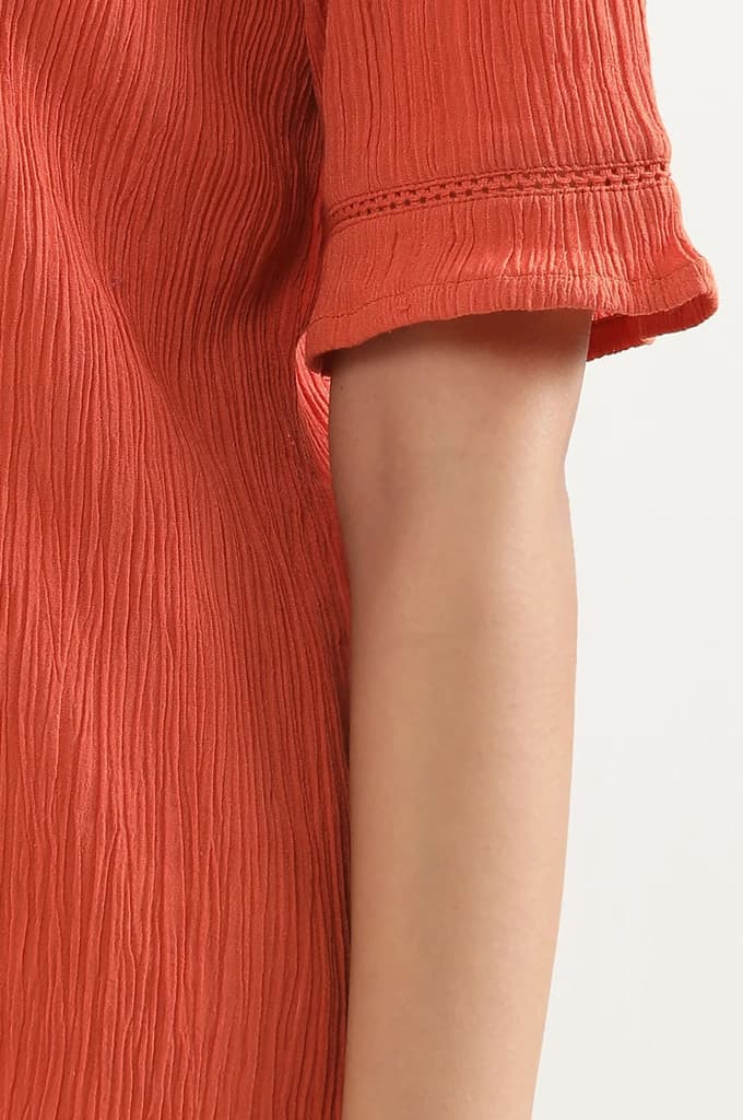 Rust Solid Straight Fit Rayon Palazzo With Elasticated Waist — photo 7