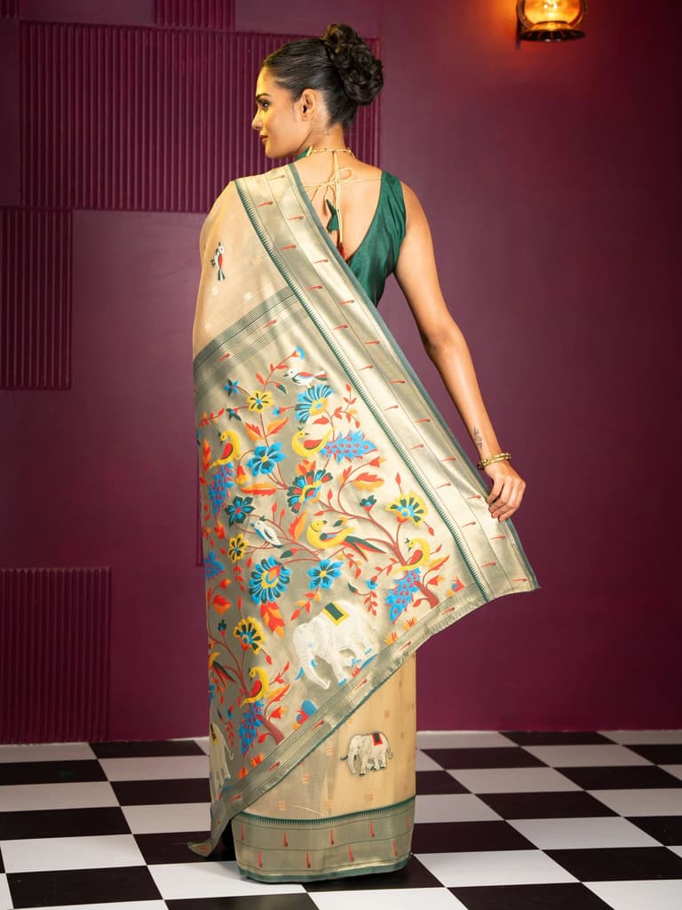 Mimosa Women's Woven Design Banarasi Style Art Silk Saree With Blouse Piece : SA00001954BGFREE — photo 4