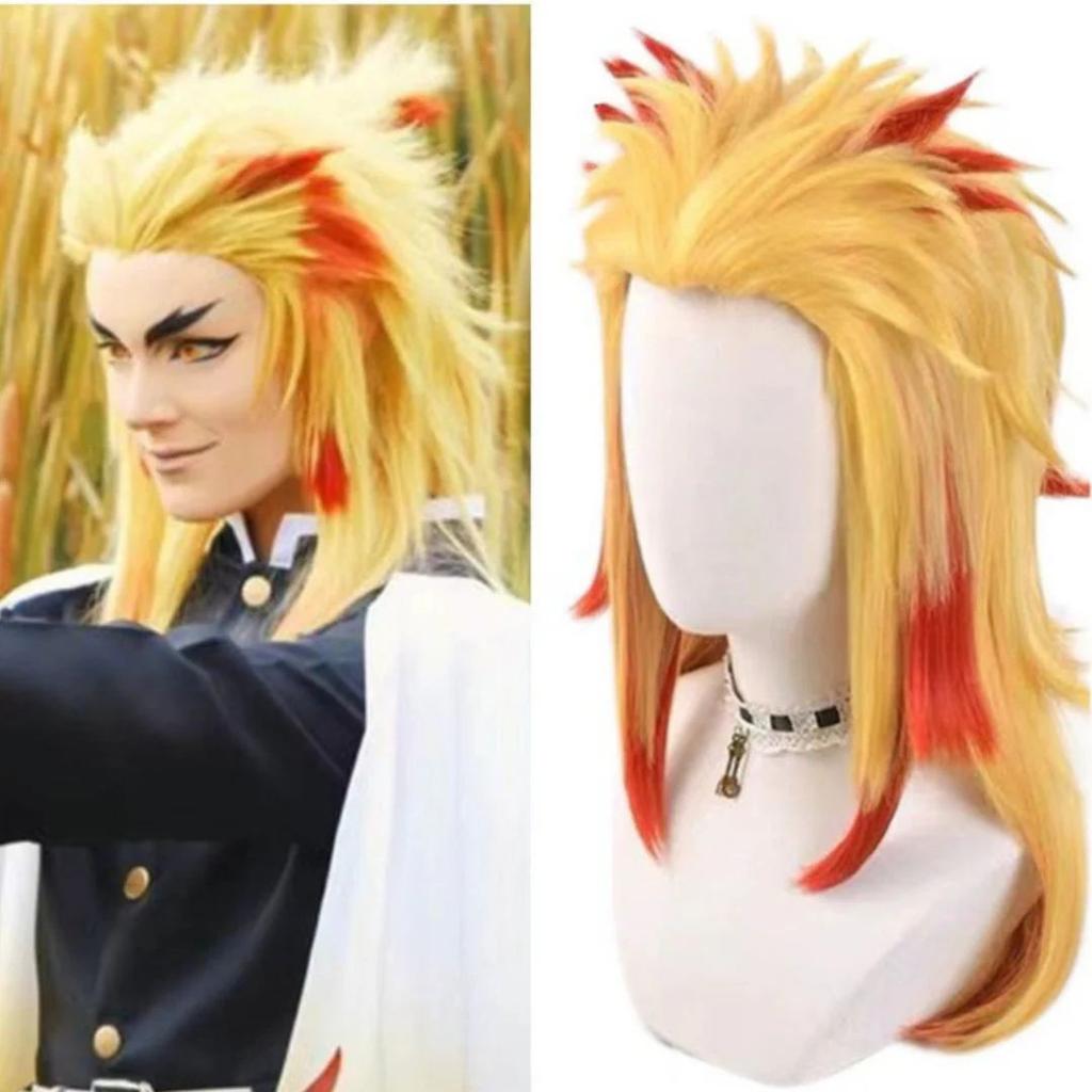Demon Slayer Kyojuro Rengoku Cosplay Wig – Flame Hashira Heat-Resistant Synthetic Hair — photo 2