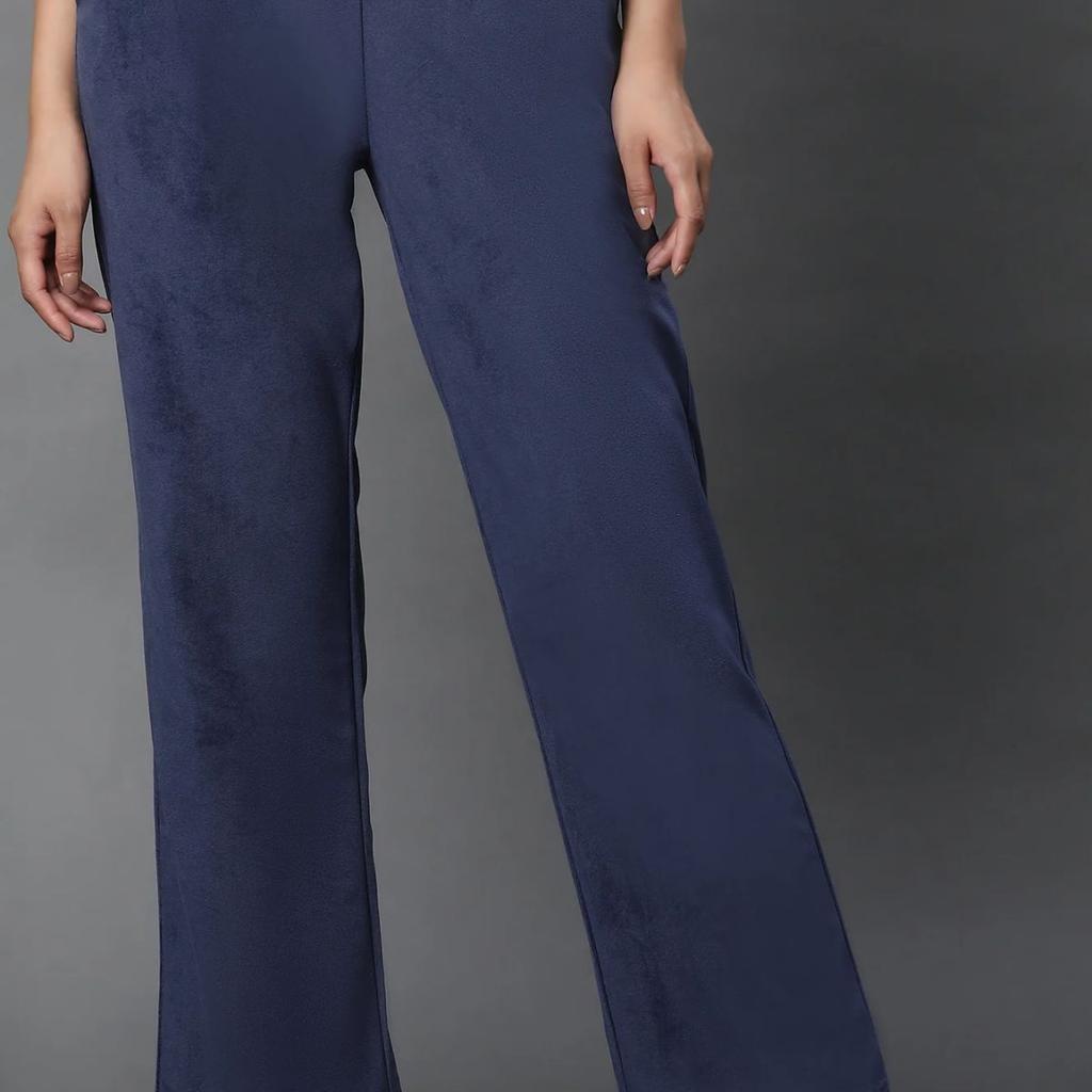 Blue Velvet Straight Pants