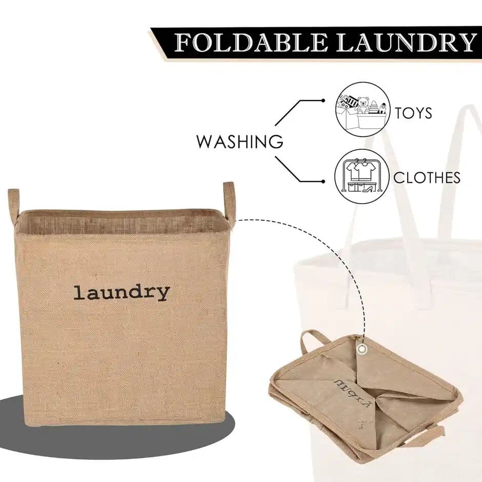 Kuber Industries | 55 L | Jute Foldable Laundry Basket with Handles | Small | Brown — photo 2