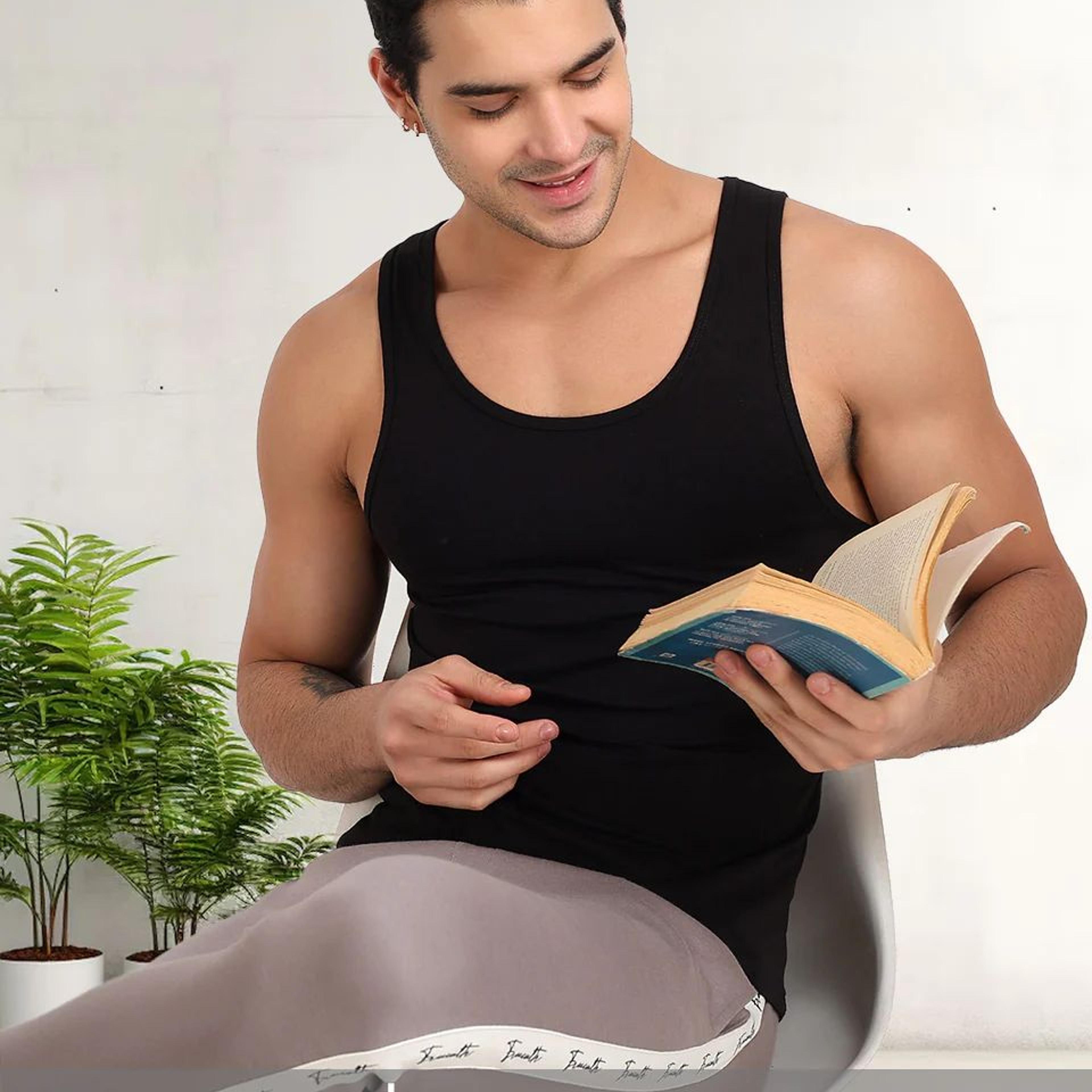 Regular Fit Organic Cotton Comfort Vest for Men-Pack of 5