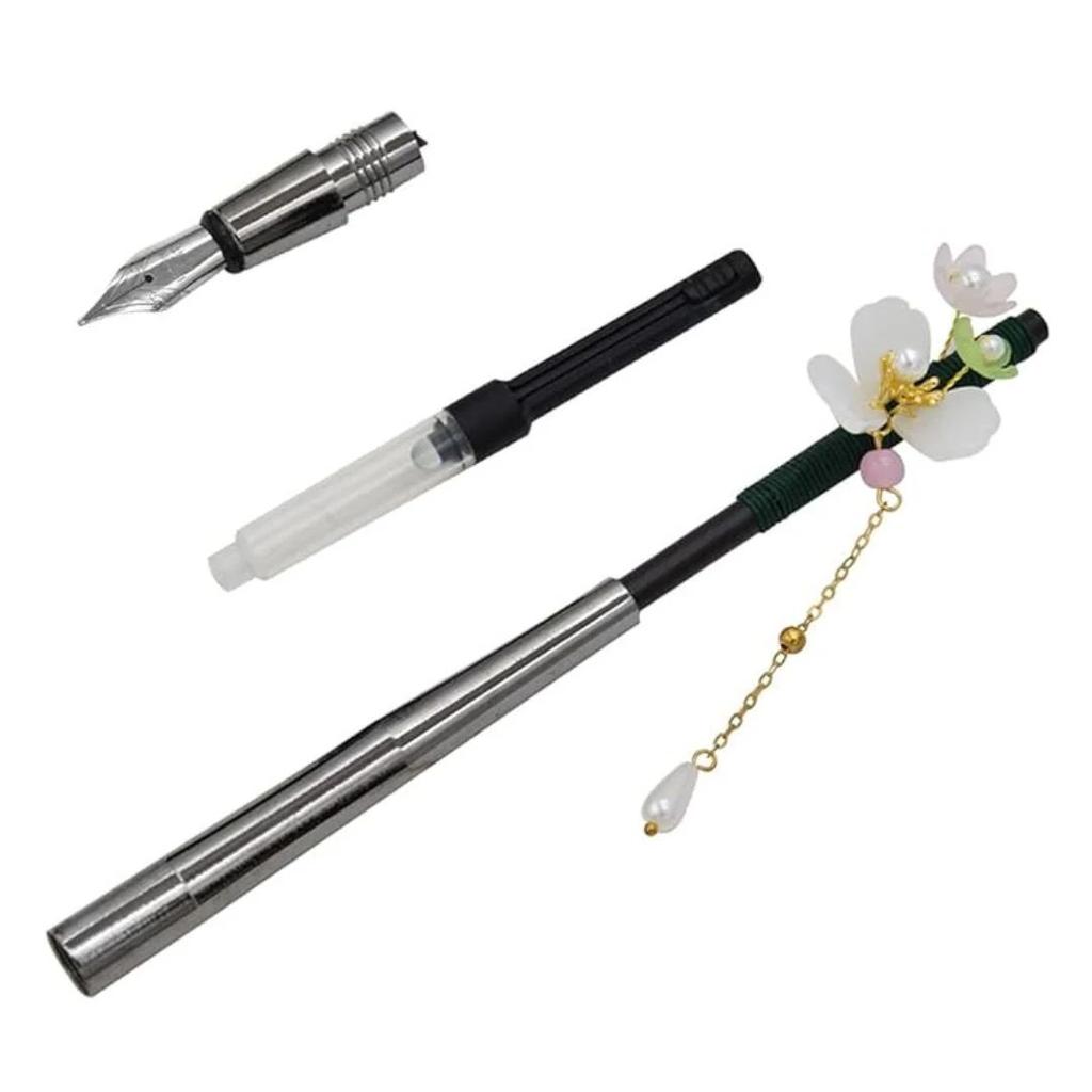 Hair Stick Style Fountain Pen Gift Set | Retro Style Kit With Ink Bottle And Cartridges — photo 6
