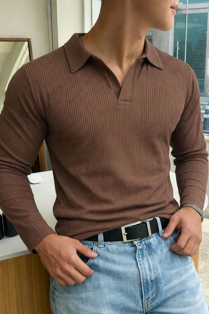 Classic Ribbed Full-Sleeve Polo — photo 8