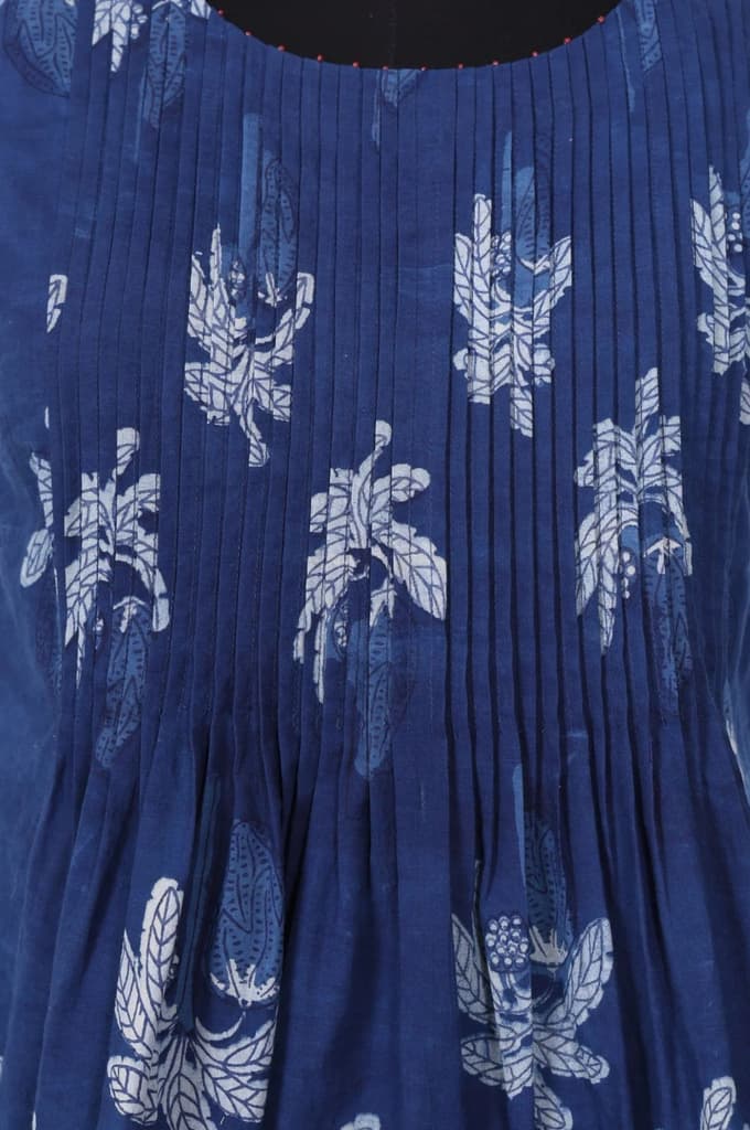 Blue Floral Printed Pure Cotton Flared Top — photo 2