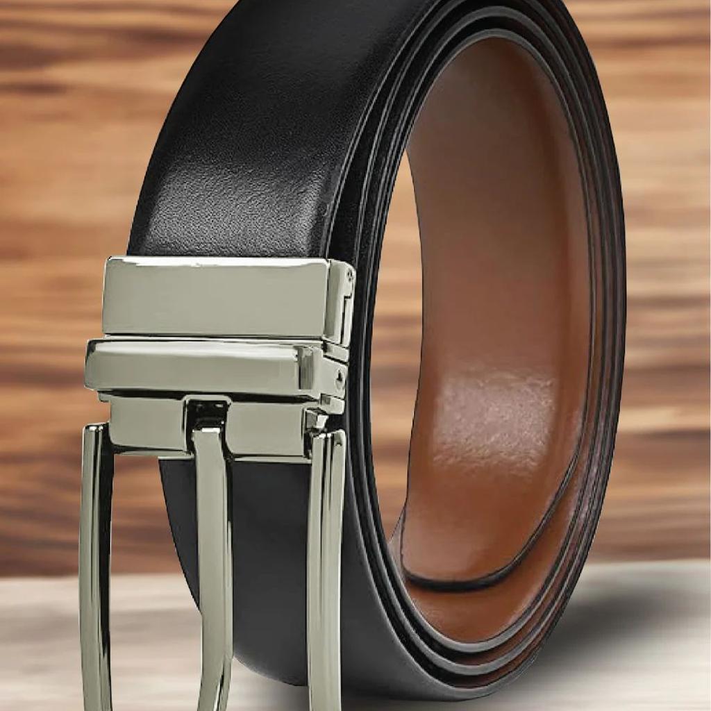 Men's DualTone Reversible genuine Leather Belt - Black & Brown