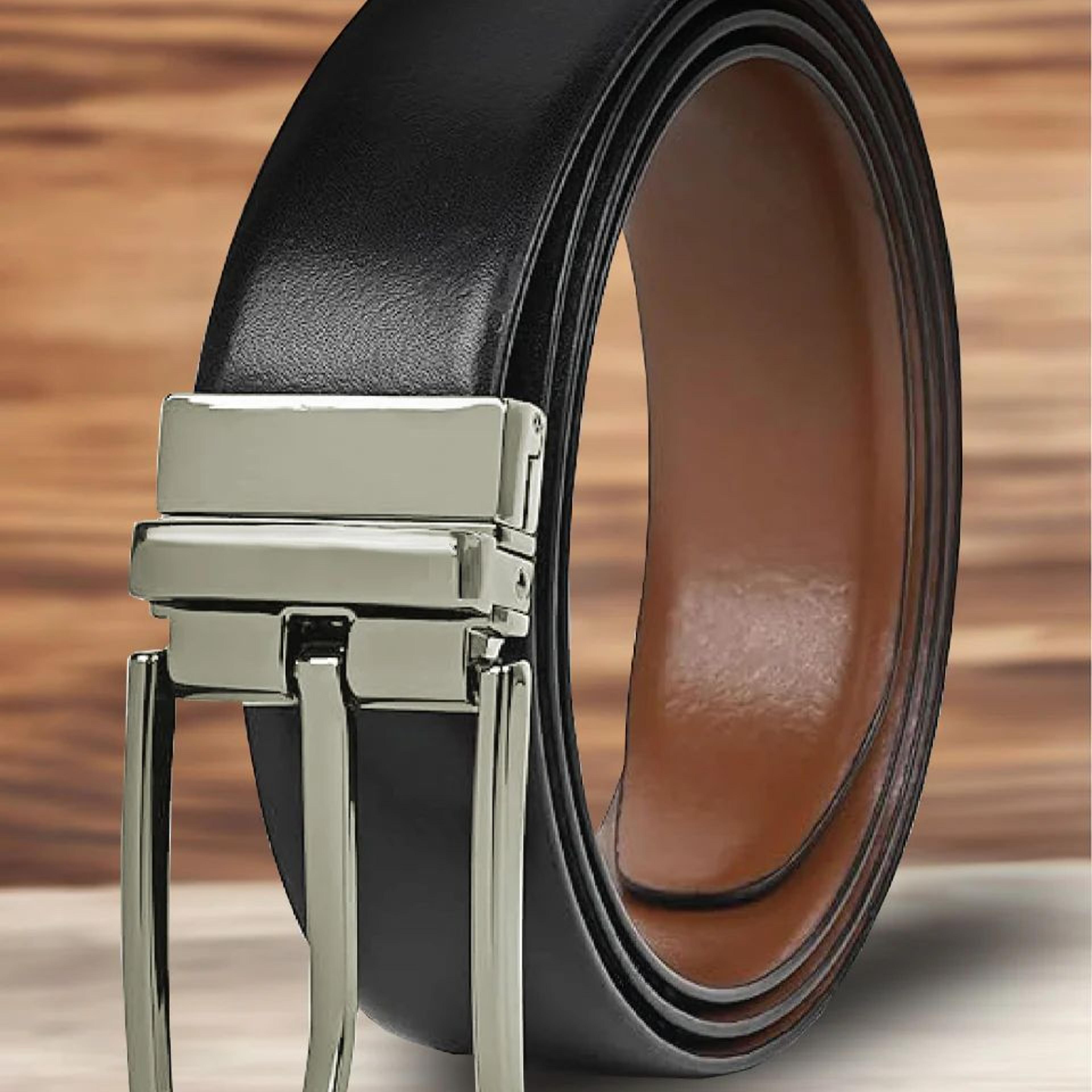 Men's DualTone Reversible genuine Leather Belt - Black & Brown