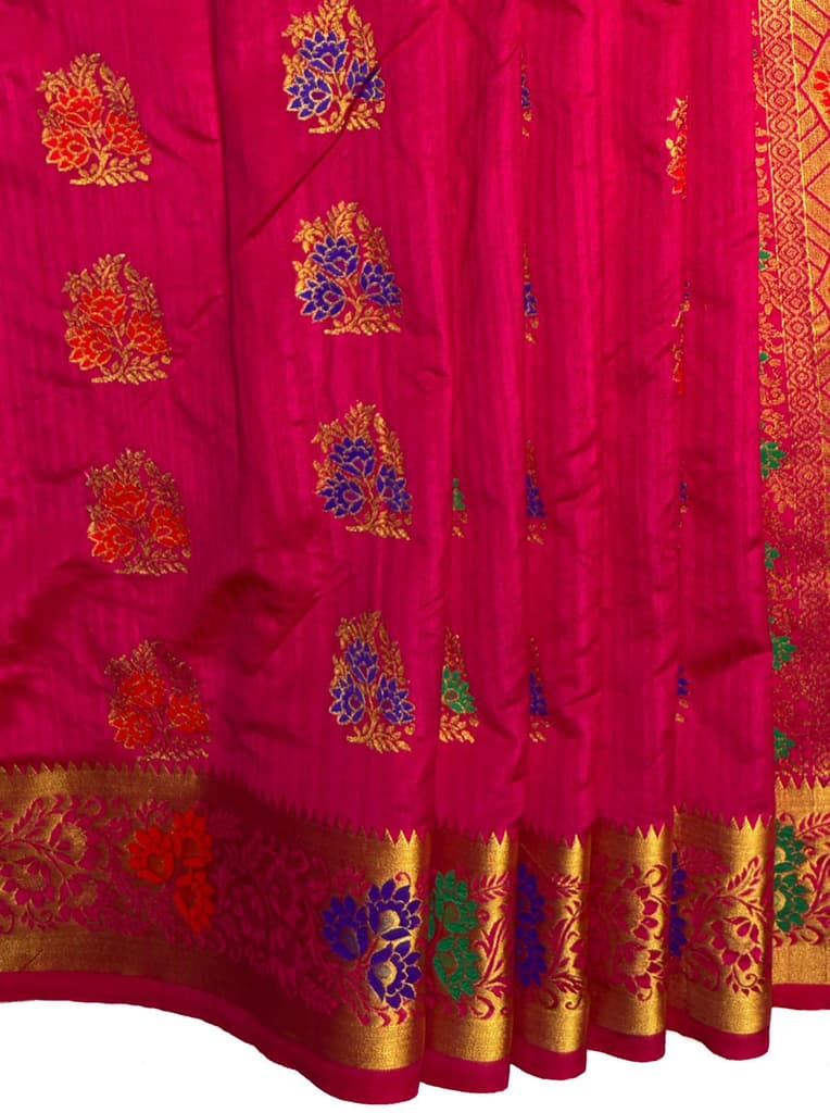 MIMOSA Women's Woven Design Paithani Style Art Silk Saree with Blouse Piece - Rani ( SA00003125RNFREE ) — photo 6