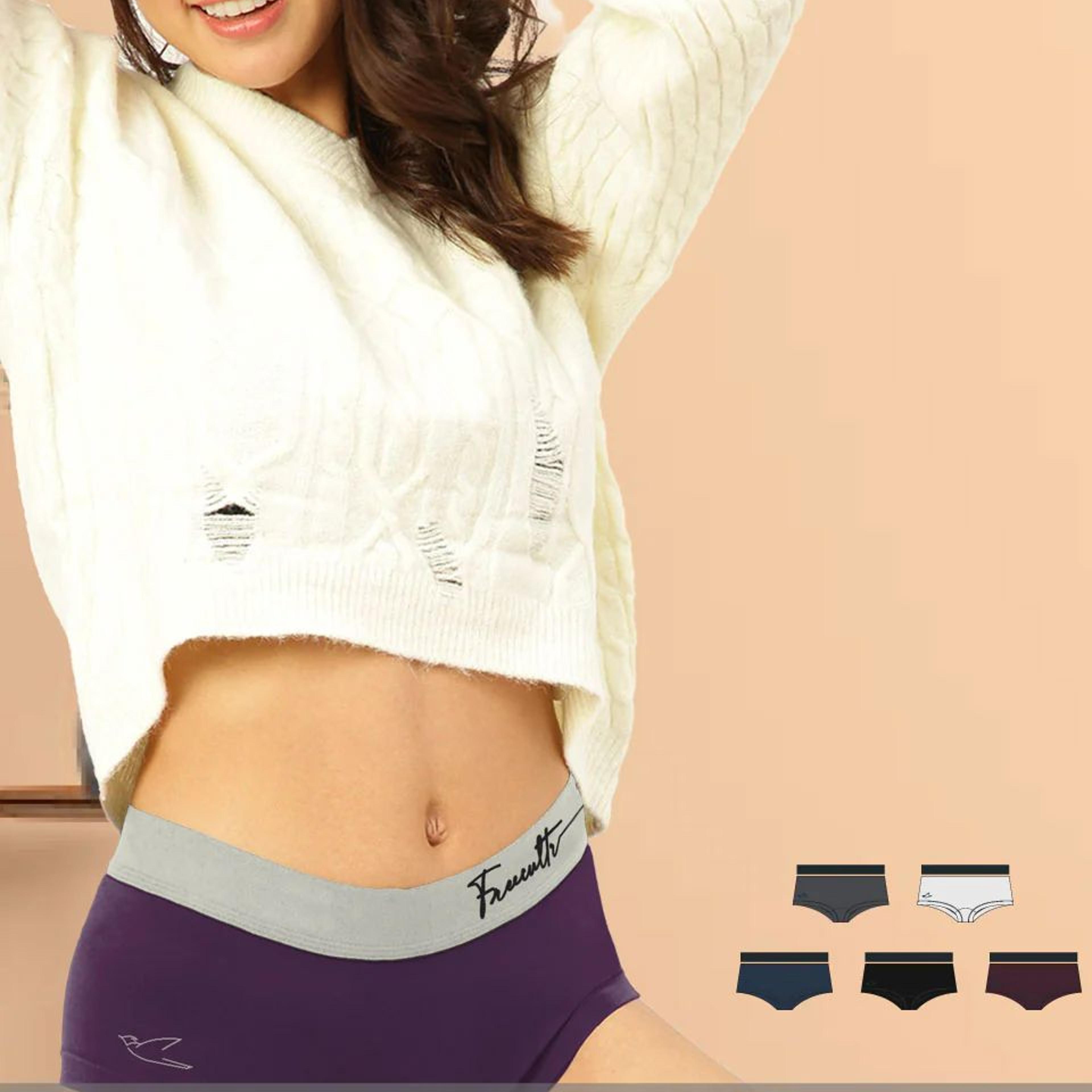 Women's Micro Modal Solid Waistband Boxer Brief With Cult Waistband (Pack of 5)