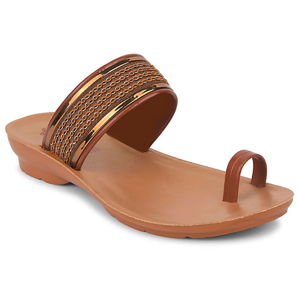A-HA Tan Casual Toe Ring Slipper For Women LPU-14 By Liberty — 3/36 / Tan