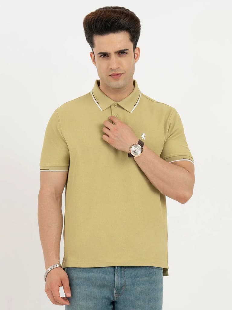 Polo T Shirts for Men in Olive Yellow | Classic Polo T Shirts