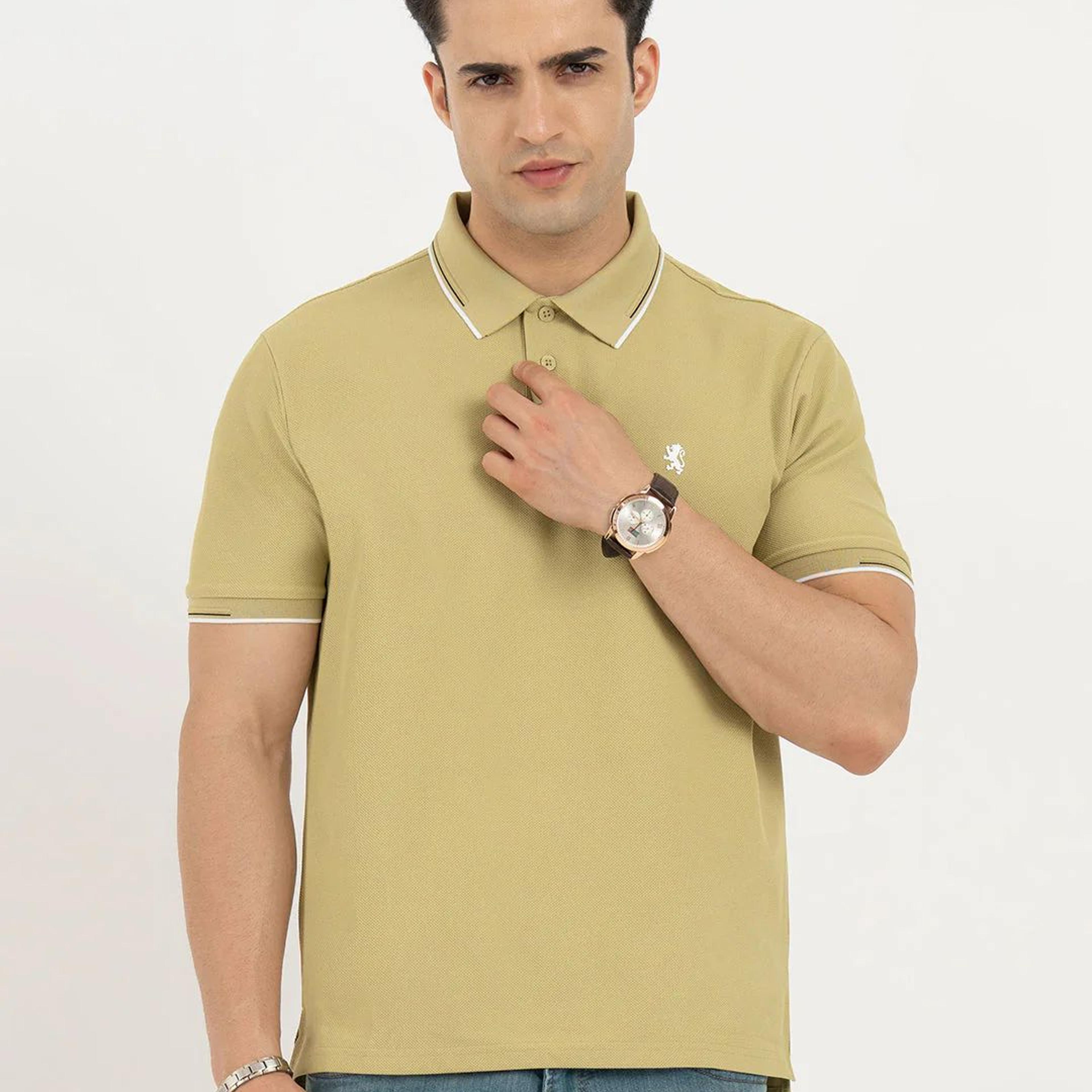 Polo T Shirts for Men in Olive Yellow | Classic Polo T Shirts