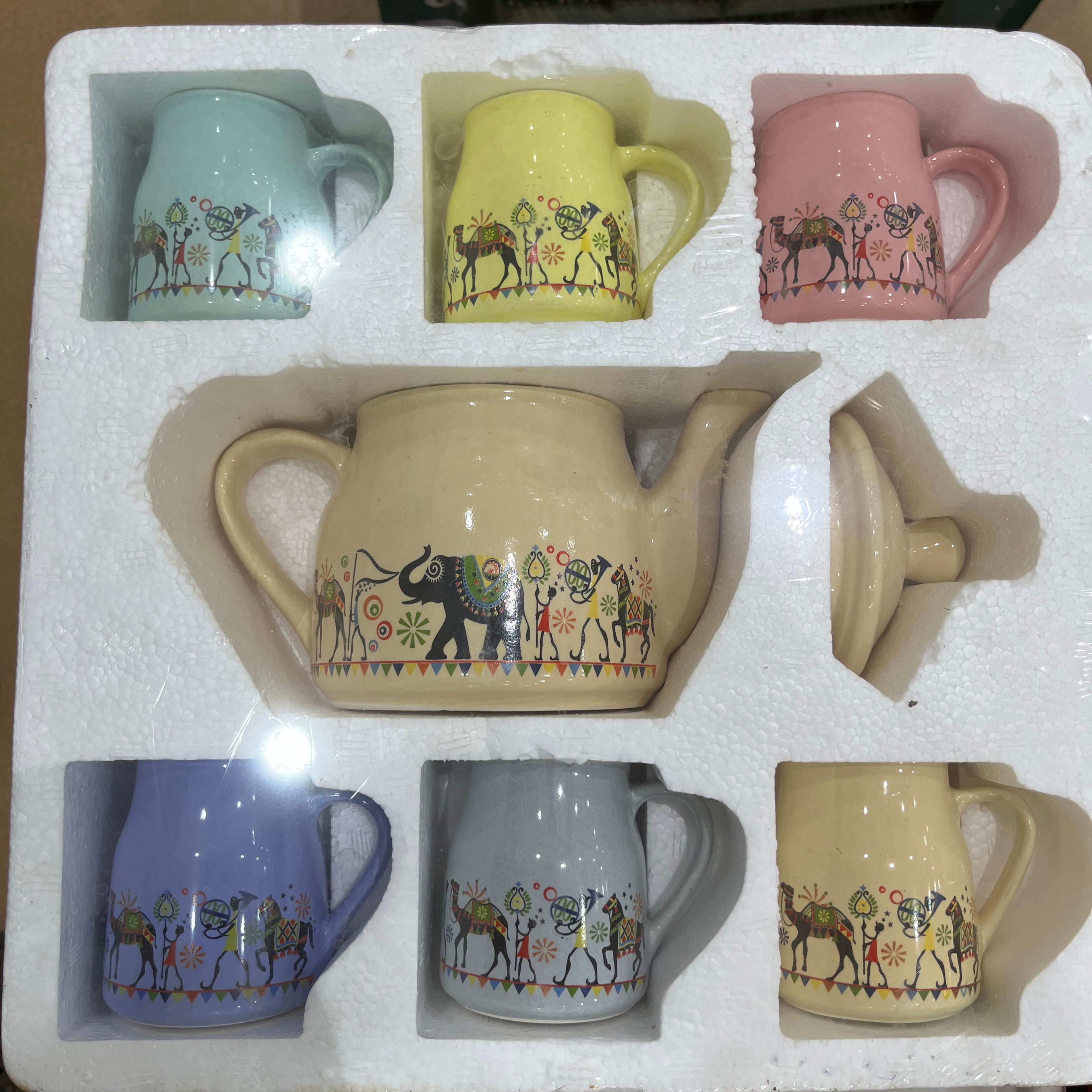 Mug Set | Ceramic | White | Multi-colored designs