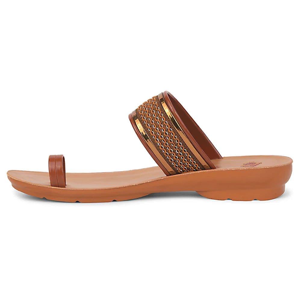 A-HA Tan Casual Toe Ring Slipper For Women LPU-14 By Liberty — photo 3