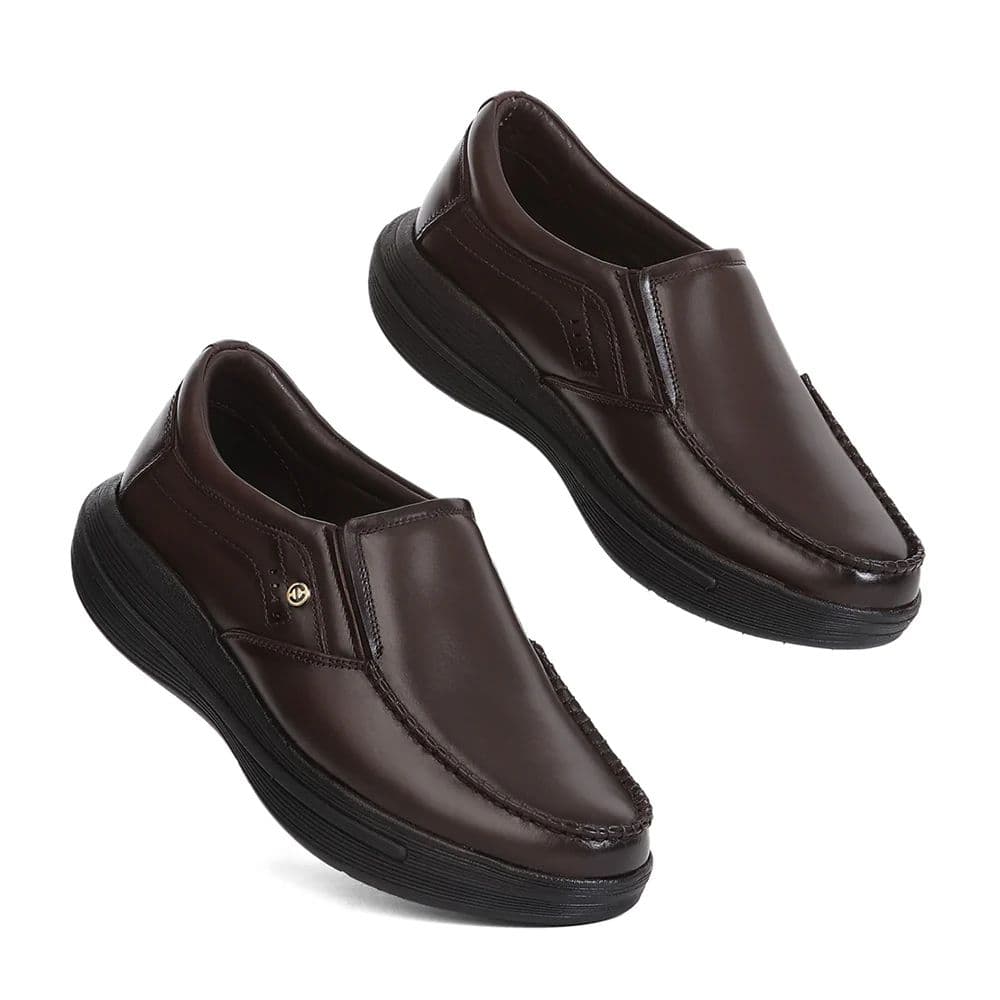 Healers LER-2 Men's Brown Leather Formal Shoes with GEL INSOLE & Elastic Comfort — photo 7