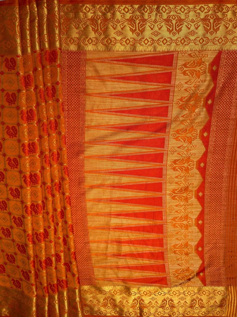 MIMOSA Women's Woven Design Patola Style Raw Silk Saree with Blouse Piece - Mustard ( SA00003139MSFREE ) — photo 7
