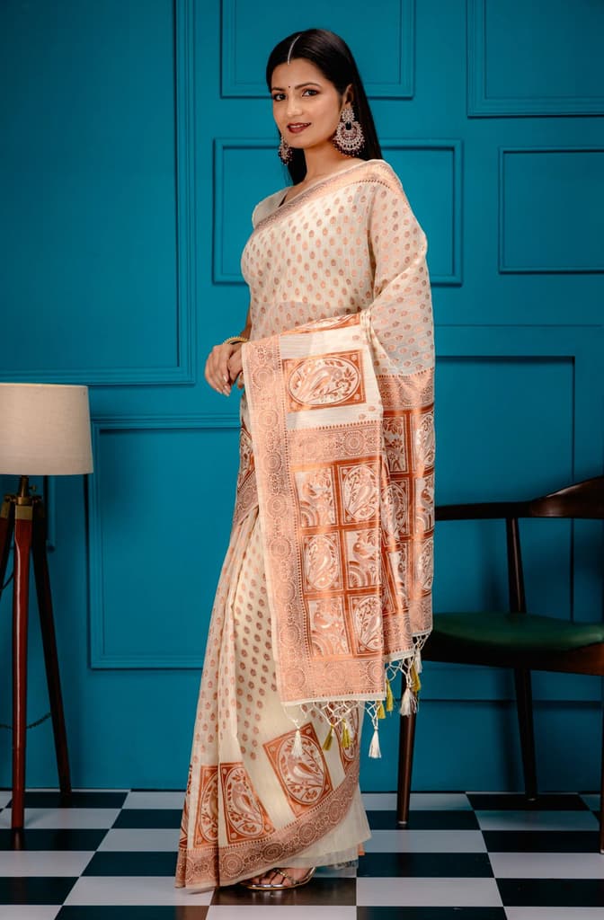 Mimosa Women's Woven Design Banarasi Style Art Silk Saree With Blouse Piece : SA00001807HWFREE — photo 4