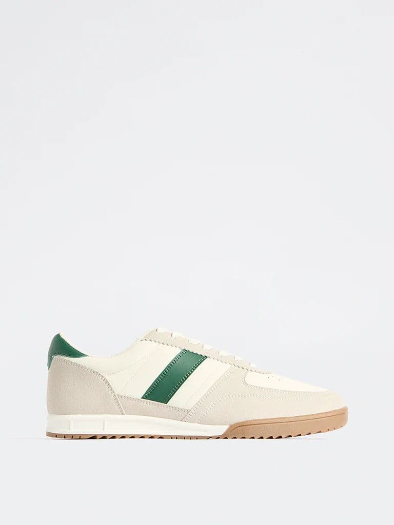 SOLEPLAY White and Grey Stripe-Detailed Lace-Up Sneakers — photo 2
