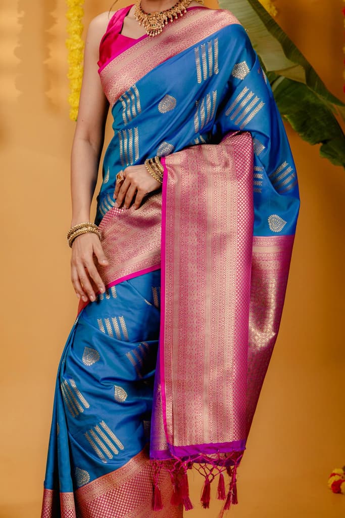 Mimosa Women's Woven Design Kanjivaram Style Art Silk Saree With Blouse Piece : SA00001732SFFREE — photo 3