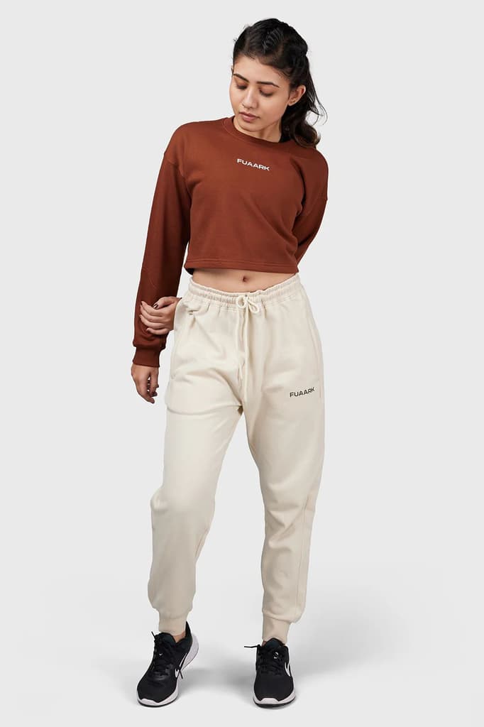 Signature Oversized Cropped Sweatshirt Brown — photo 2