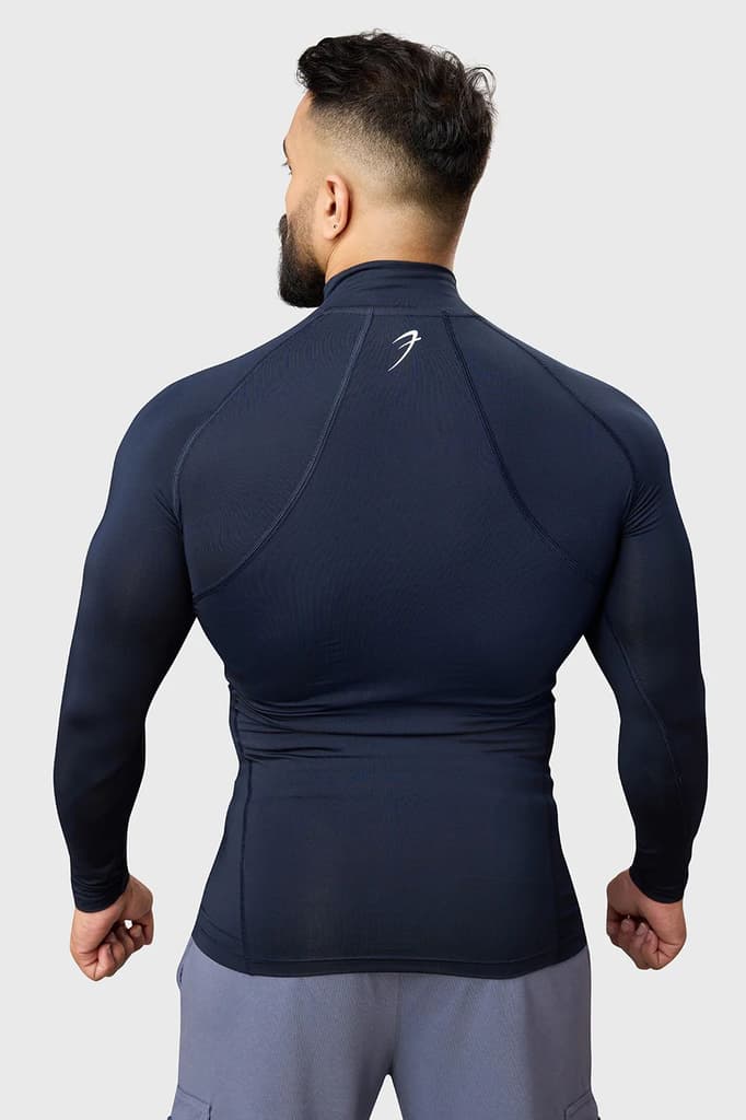 High Neck Compression Full Sleeves T-shirt Navy — photo 7