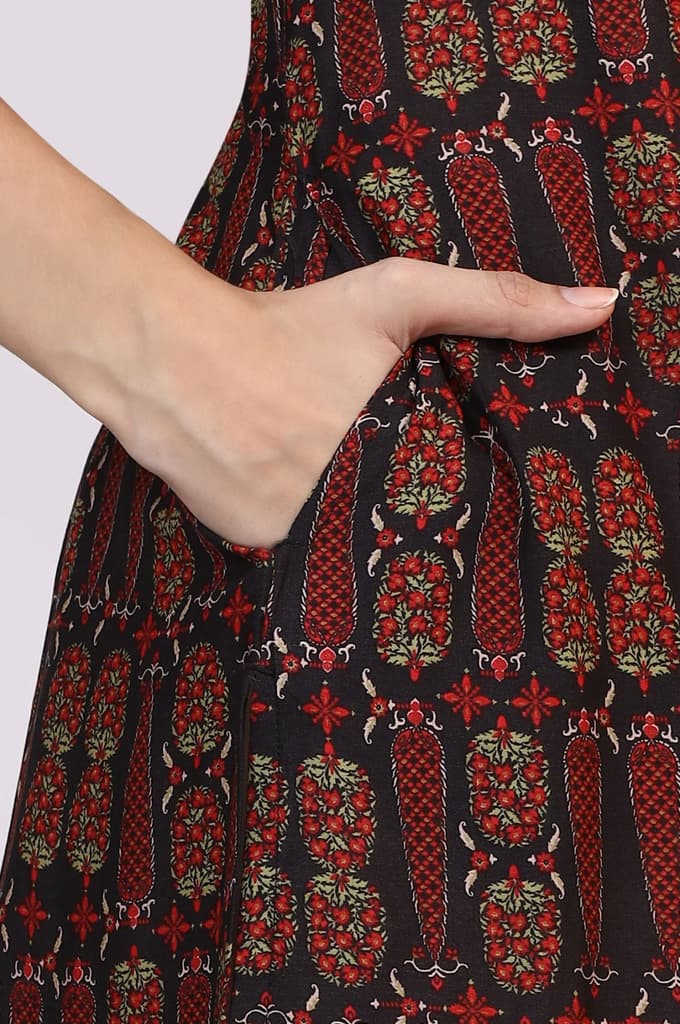 Dark Brown Paisley Printed Modal Straight Kurta — photo 9