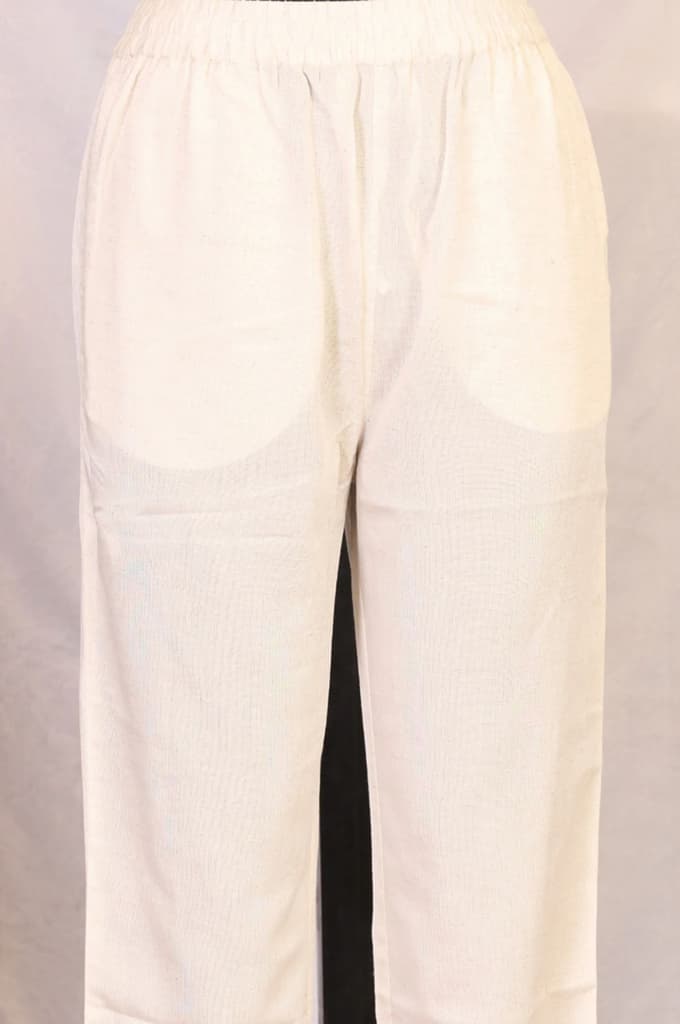 Off White Embroidered Rayon Straight Kurta and Pants Set — photo 6