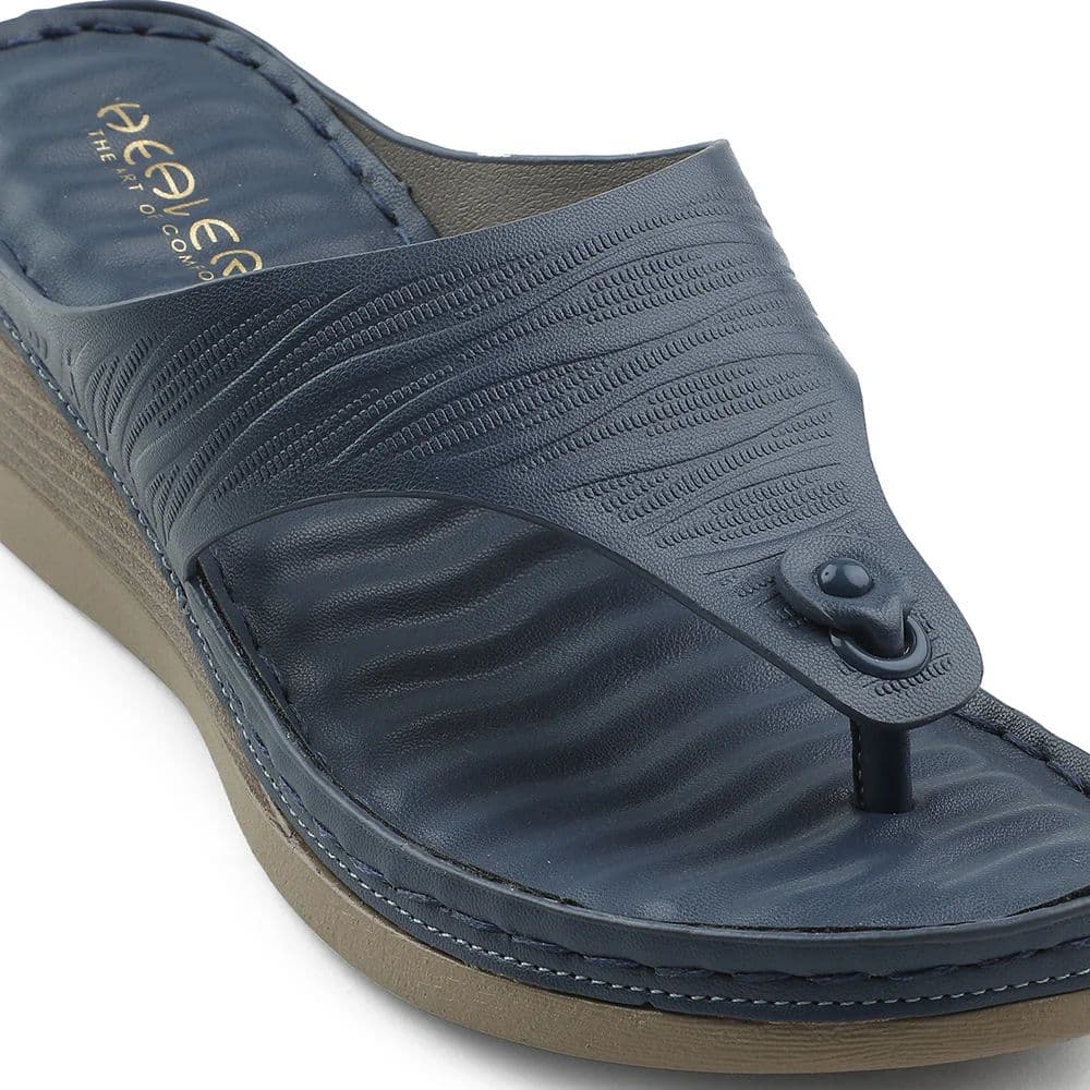 Healers Navy Blue Wedge Heel Sandal For Women ZQ-FD-54 By Liberty — photo 5