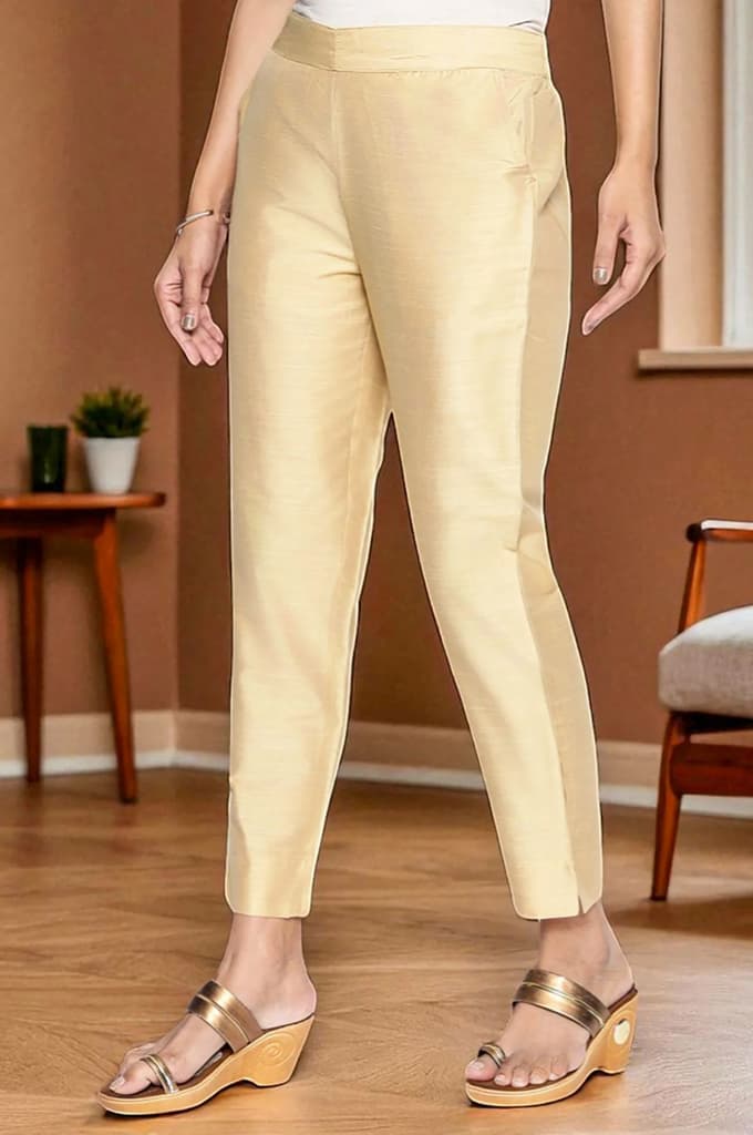 Gold Yarn Dyed Slim Fit Trousers — photo 5