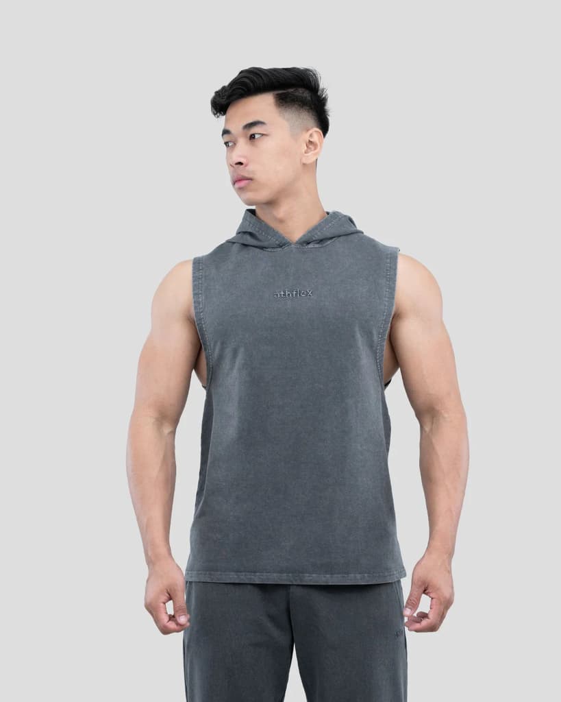 Acid Wash Sleeveless Hoodie — photo 6