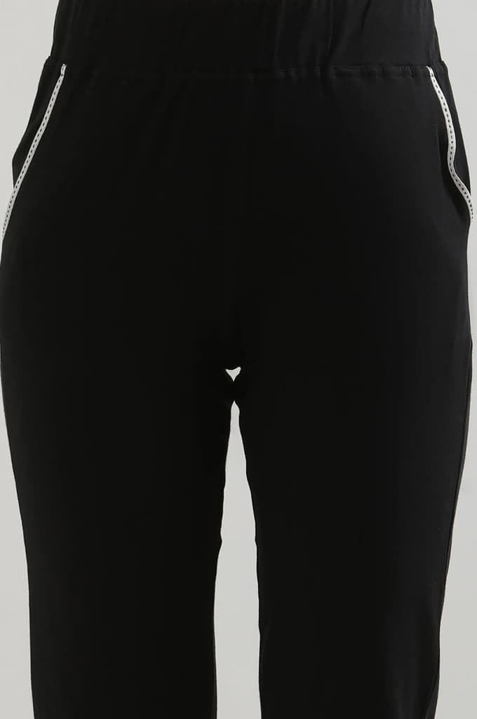 Black Solid Straight Fit Cotton Culottes With Slip On Closure — photo 6