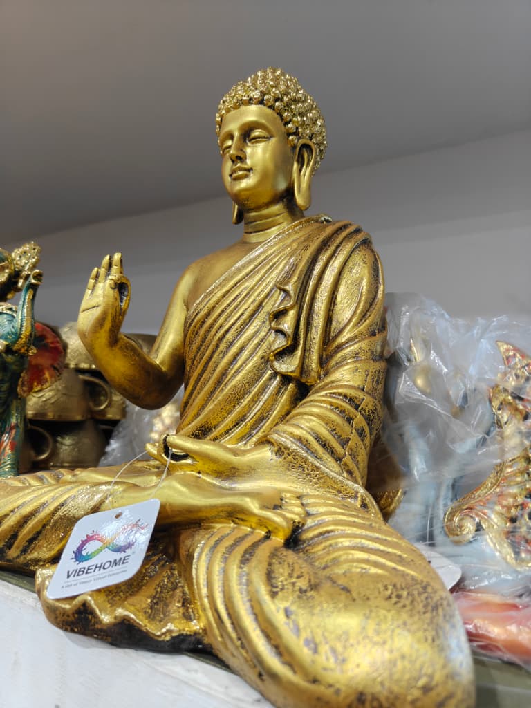 Gold Buddha Statue | Religious Decoration | Gilded | Meditation