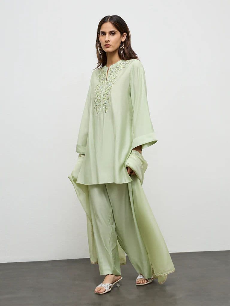Vark Mint Green Embroidered Ethnic Set — photo 2