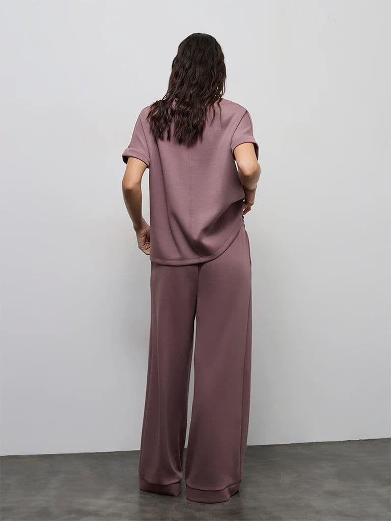 Wunderlove Dusty Pink Solid High-Rise Pants — photo 4