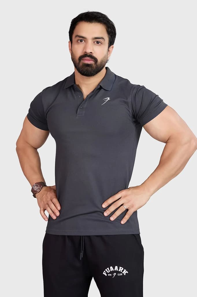 Aura Polo T-shirt Dark Grey — S