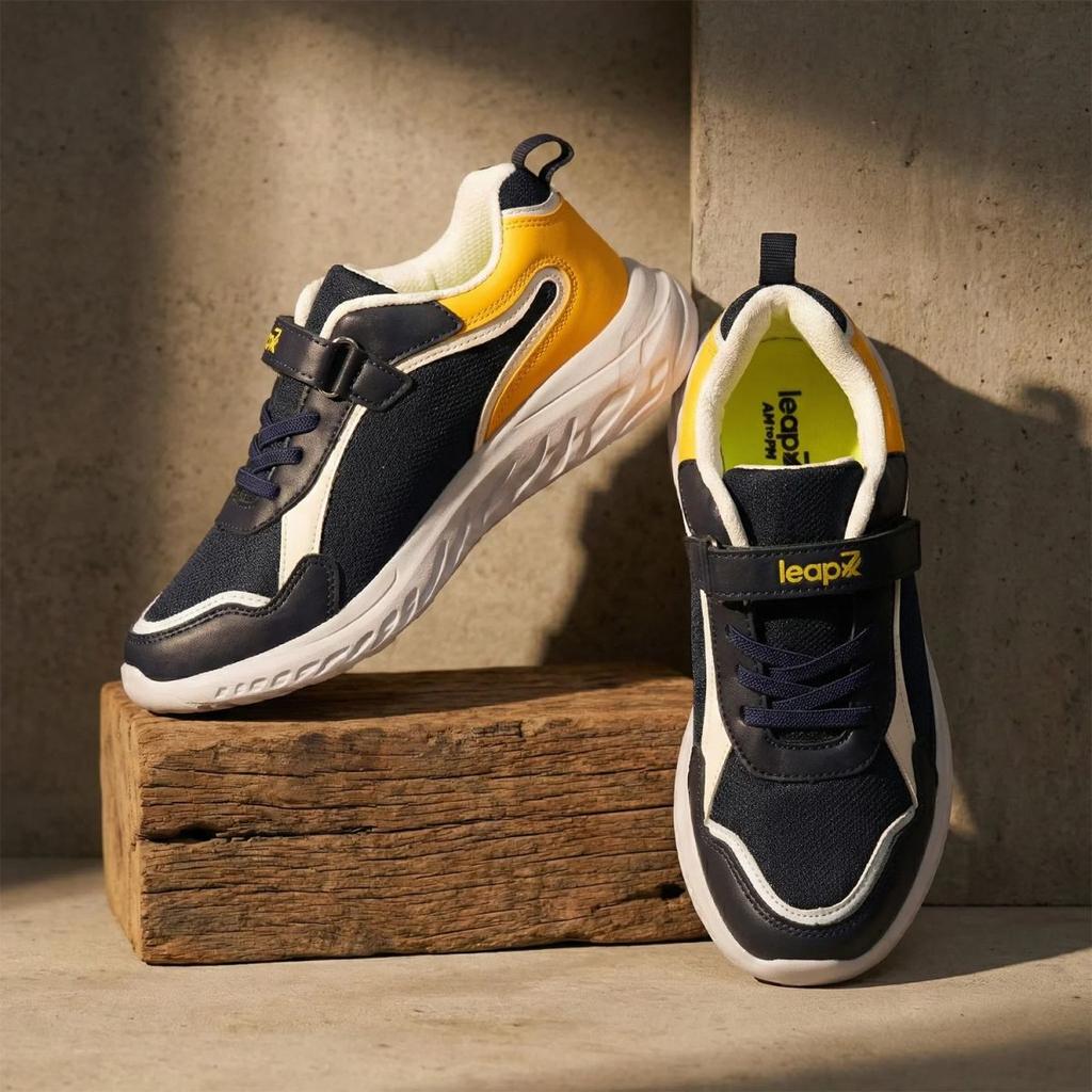 LEAP7X Navy Blue Sports Non Lacing Walking Shoes for Kids HINKS-15E by Liberty — photo 2