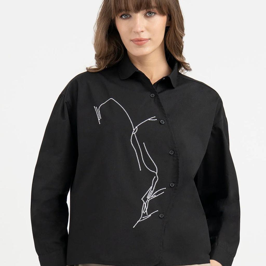 Shirts for Women in Black | Casual Cotton Shirt