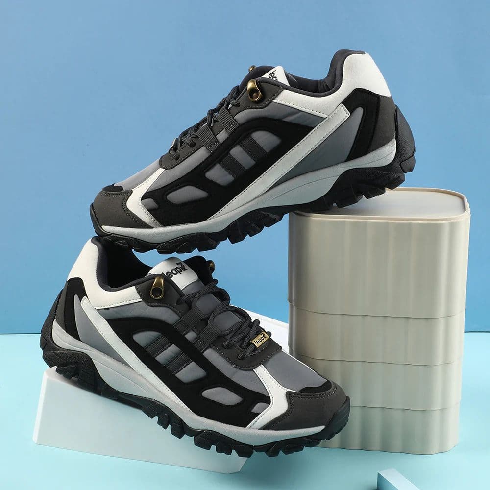 Leap7x Light Grey Sports Lacing Running Shoes For Men EAST-1 By Liberty — photo 4